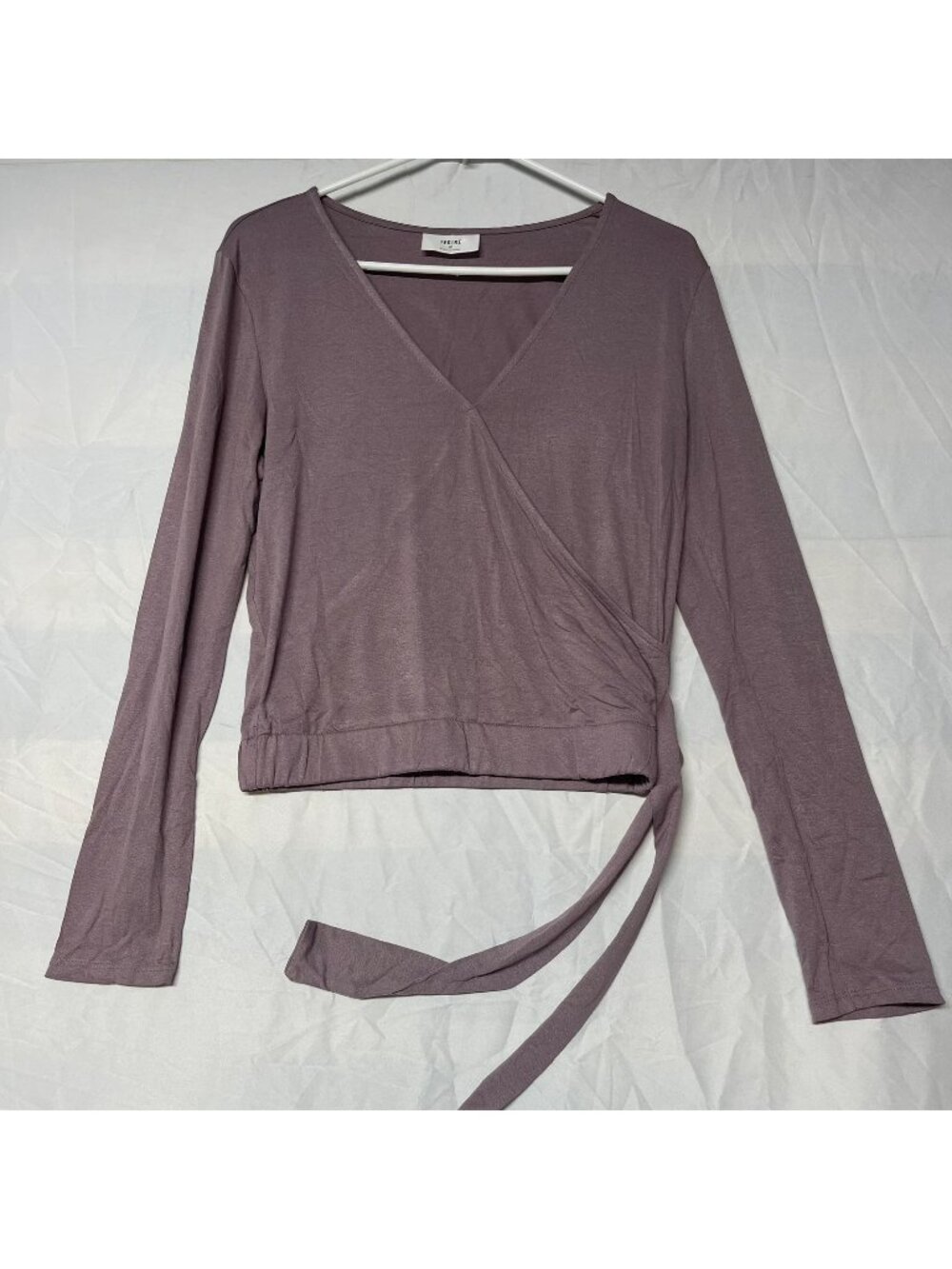 Ivoire Mauve Wrap Front Long Sleeve Tie Top Women’s Medium